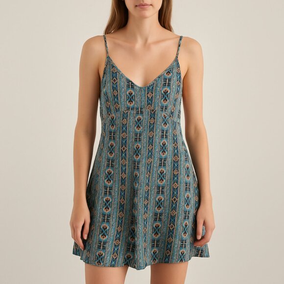 L*Space Boho Print Rayon Dress Size M Spaghetti Strap Summer Festival Resortwear - Picture 1 of 8